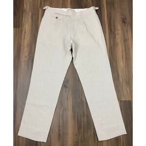 Suitsupply Brentwood Pleated Tessuti Di Sondrio linen blend trousers dress pants